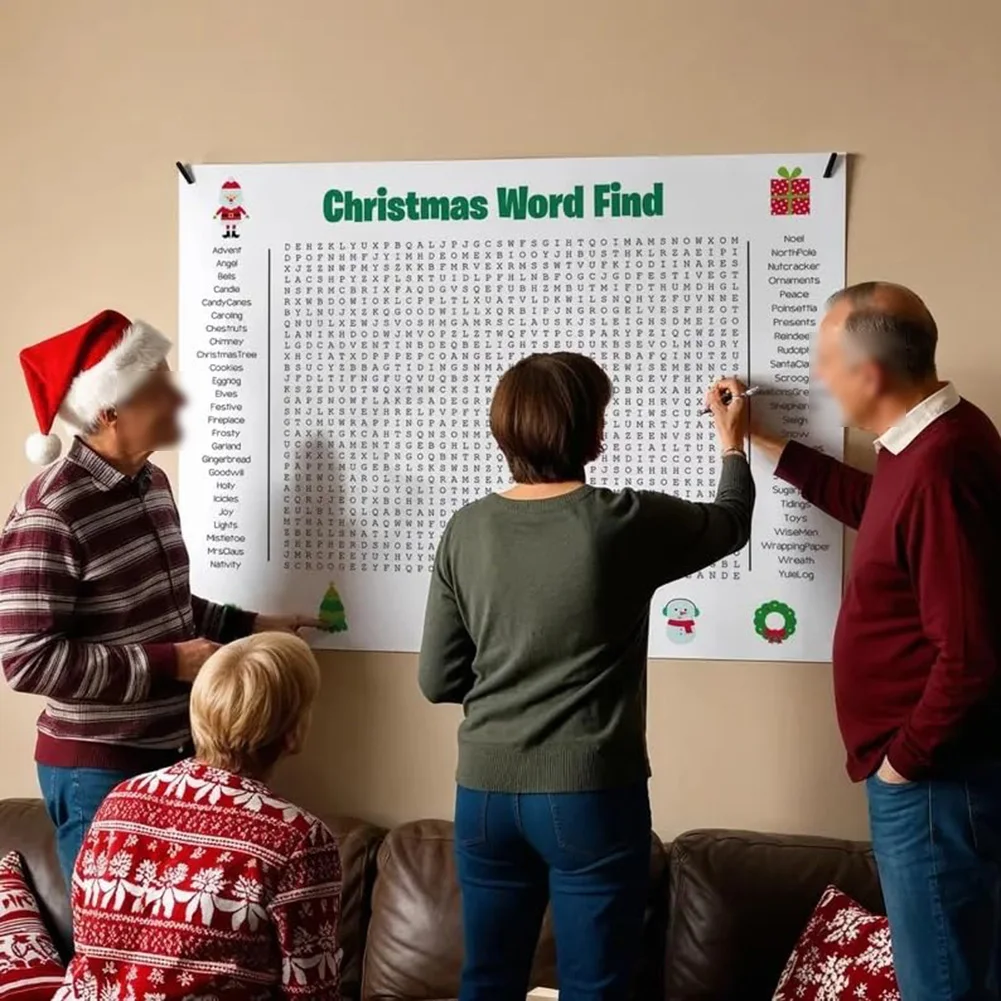 Party Games Large Groups - Poster Permainan Cari Kata Natal Besar